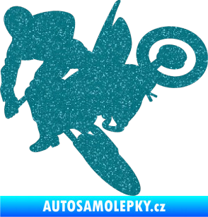 Samolepka Motorka 033 levá motokros Ultra Metalic tyrkysová