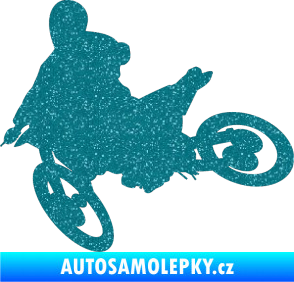 Samolepka Motorka 034 levá motokros Ultra Metalic tyrkysová