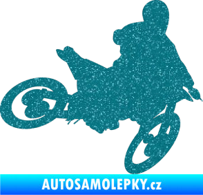 Samolepka Motorka 034 pravá motokros Ultra Metalic tyrkysová
