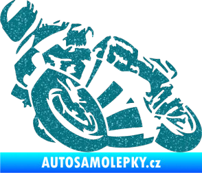 Samolepka Motorka 040 levá road racing Ultra Metalic tyrkysová