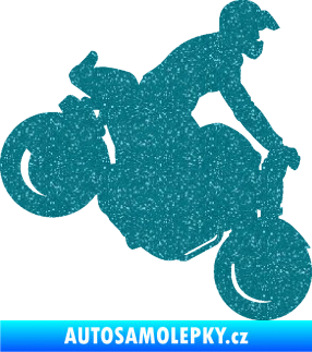 Samolepka Motorka 044 pravá motokros Ultra Metalic tyrkysová