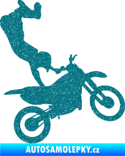 Samolepka Motorka 047 pravá motokros freestyle Ultra Metalic tyrkysová
