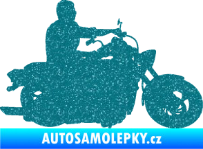 Samolepka Motorka 049 pravá Ultra Metalic tyrkysová