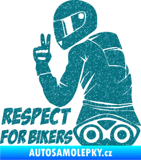 Samolepka Motorkář 003 levá respect for bikers nápis Ultra Metalic tyrkysová