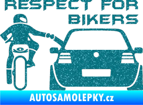 Samolepka Motorkář 008 respect for bikers nápis Ultra Metalic tyrkysová