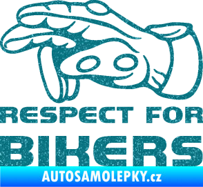 Samolepka Motorkář 014 levá respect for bikers Ultra Metalic tyrkysová