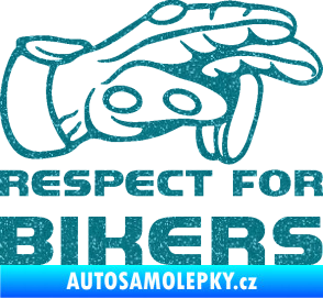 Samolepka Motorkář 014 pravá respect for bikers Ultra Metalic tyrkysová
