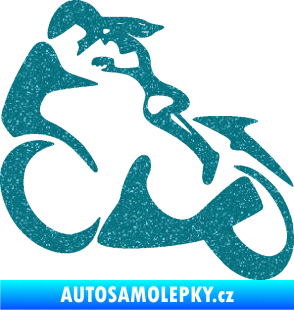 Samolepka Motorkářka 001 levá Ultra Metalic tyrkysová