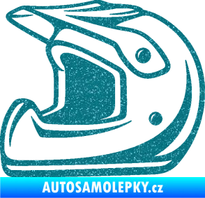 Samolepka Motorkářská helma 002 levá Ultra Metalic tyrkysová