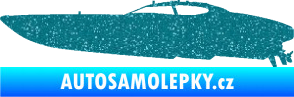 Samolepka Motorový člun 002 levá Ultra Metalic tyrkysová