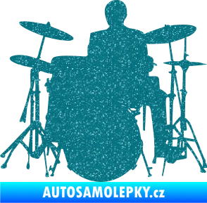 Samolepka Music 009 levá hráč na bicí Ultra Metalic tyrkysová