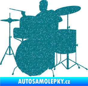 Samolepka Music 011 levá hráč na bicí Ultra Metalic tyrkysová