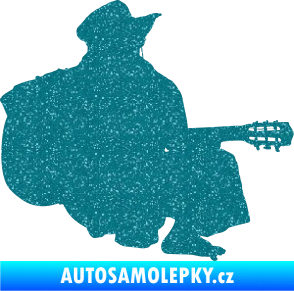 Samolepka Music 014 pravá hráč na kytaru Ultra Metalic tyrkysová