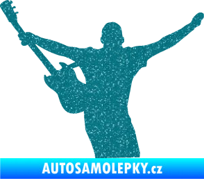 Samolepka Music 024 levá kytarista rocker Ultra Metalic tyrkysová