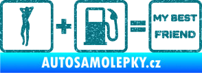 Samolepka My best friend  Ultra Metalic tyrkysová