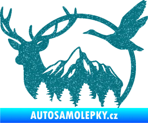 Samolepka Myslivost 002 levá lesní zvěř Ultra Metalic tyrkysová