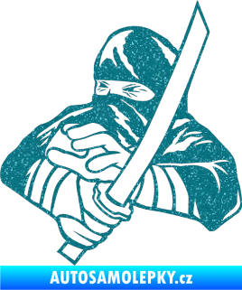 Samolepka Ninja silueta levá Ultra Metalic tyrkysová