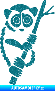 Samolepka Opice 004 pravá lemur na stromě Ultra Metalic tyrkysová