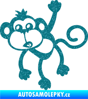 Samolepka Opice 005 levá visí za ruku Ultra Metalic tyrkysová
