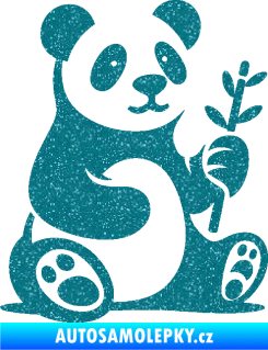 Samolepka Panda 011 pravá s bambusovou větvičkou Ultra Metalic tyrkysová