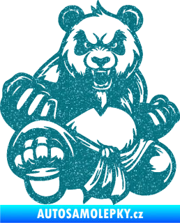 Samolepka Panda 012 levá Kung Fu bojovník Ultra Metalic tyrkysová