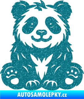 Samolepka Panda 013 levá spokojená Ultra Metalic tyrkysová