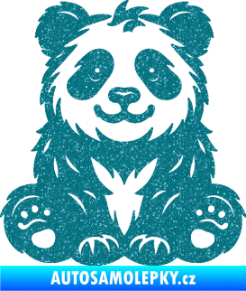 Samolepka Panda 013 pravá spokojená Ultra Metalic tyrkysová