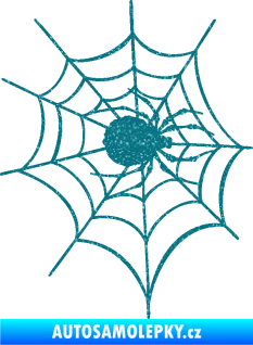 Samolepka Pavouk 016 pravá s pavučinou Ultra Metalic tyrkysová