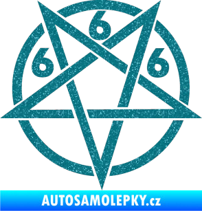 Samolepka Pentagram 666 Ultra Metalic tyrkysová