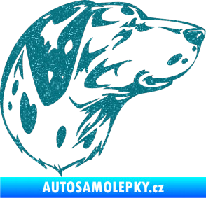 Samolepka Pes 002 pravá Dalmatin Ultra Metalic tyrkysová