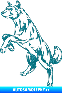 Samolepka Pes 025 levá Ultra Metalic tyrkysová