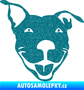 Samolepka Pes 072 pravá Pitbull Ultra Metalic tyrkysová
