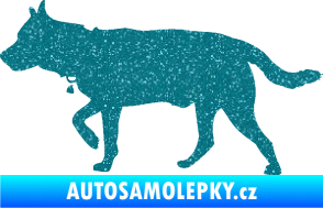 Samolepka Pes 121 levá německý ovčák Ultra Metalic tyrkysová