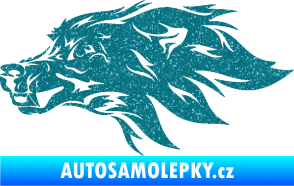 Samolepka Pes 127 levá hlava Ultra Metalic tyrkysová
