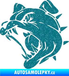 Samolepka Pes 136 levá rozzuřený buldok Ultra Metalic tyrkysová