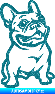 Samolepka Pes 139 pravá francouzský buldoček Ultra Metalic tyrkysová