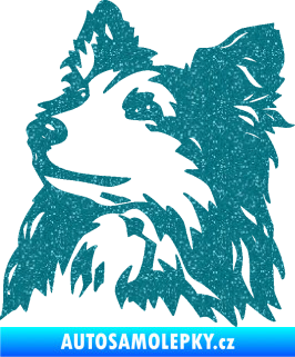 Samolepka Pes 141 levá šeltie Ultra Metalic tyrkysová