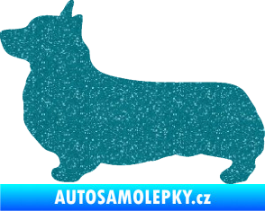 Samolepka Pes 164 levá Welsh Corgi Pembroke Ultra Metalic tyrkysová