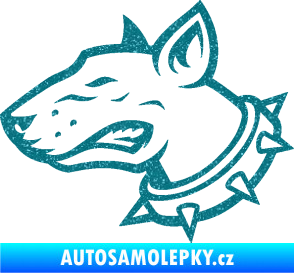 Samolepka Pes 167 levá pitbull Ultra Metalic tyrkysová