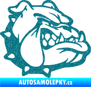Samolepka Pes 174 pravá rozzuřený buldok Ultra Metalic tyrkysová