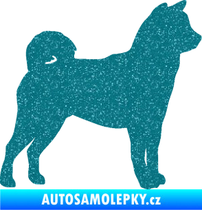 Samolepka Pes 191 pravá Shiba - Inu Ultra Metalic tyrkysová