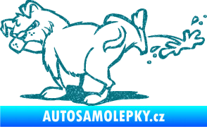 Samolepka Pes čůrá levá Ultra Metalic tyrkysová
