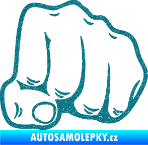 Samolepka Pěst 003 pravá Ultra Metalic tyrkysová