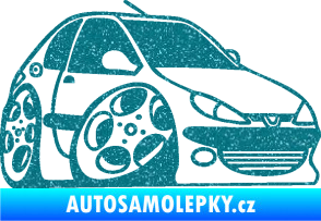 Samolepka Peugeot 206 karikatura pravá Ultra Metalic tyrkysová