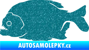 Samolepka Piraňa 001 levá dravá ryba Ultra Metalic tyrkysová