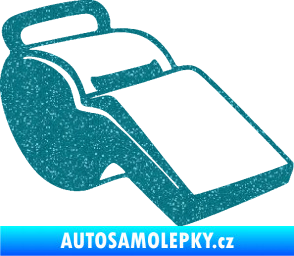 Samolepka Píšťalka 001 pravá Ultra Metalic tyrkysová