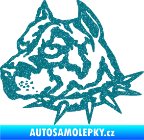 Samolepka Pitbull hlava 006 levá Ultra Metalic tyrkysová