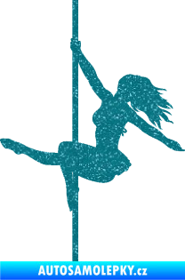 Samolepka Pole dance 001 levá tanec na tyči Ultra Metalic tyrkysová