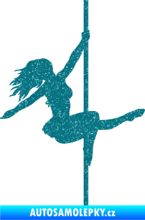 Samolepka Pole dance 001 pravá tanec na tyči Ultra Metalic tyrkysová
