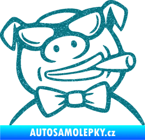 Samolepka Prase 005 pravá s doutnikem Ultra Metalic tyrkysová